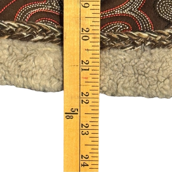 House of Harlow 1960 Boho Faux Shearling Vest Brown Cream Cabincore Winter Gilet - Picture 8 of 10